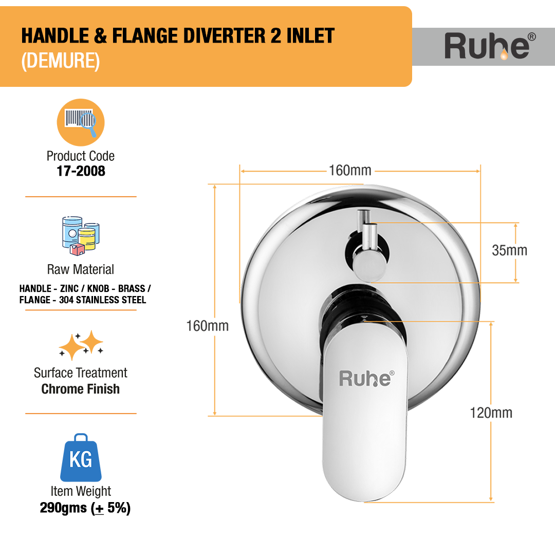 Demure Upper Part for Diverter (Compatible with 2-Inlet Diverters) – by Ruhe