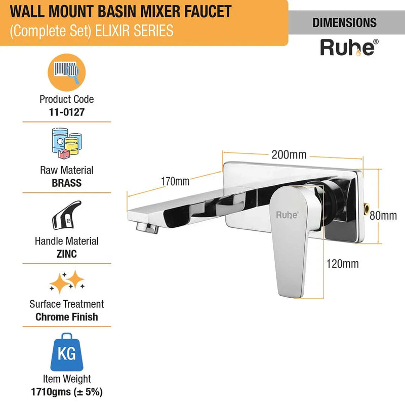 Elixir Single Lever Wall-mount Wash Basin Mixer Tap (Complete Set)