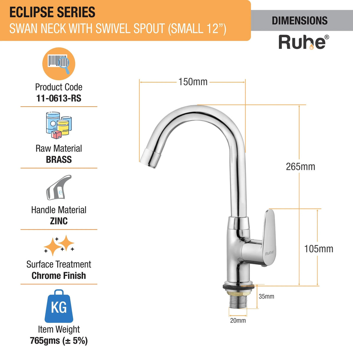 Eclipse Deck Mount Wash Basin Tap with Swivel Spout