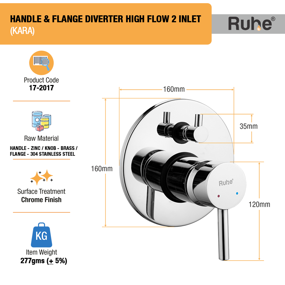 Kara Upper Part for Diverter (Compatible with 2-Inlet High Flow & 3-Inlet Diverters) – by Ruhe