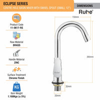 Eclipse Brass Table-Mount Double Handle Wash Basin Mixer Tap with Swivel Spout