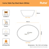Carina Table Top Wash Basin (dimensions)