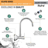 Eclipse Wall Mount Kitchen Sink Mixer Tap with Swivel Spout