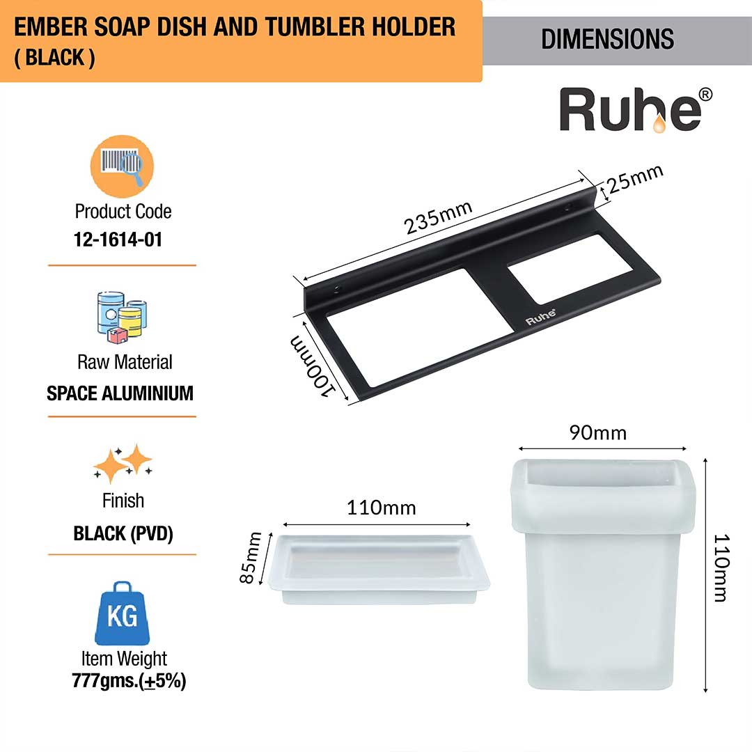 Ember Soap Dish and Tumbler Holder  (Matte Black) – by Ruhe