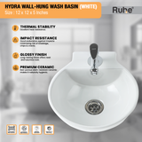 Hydra Wall-hung Wash Basin (White) - by Ruhe