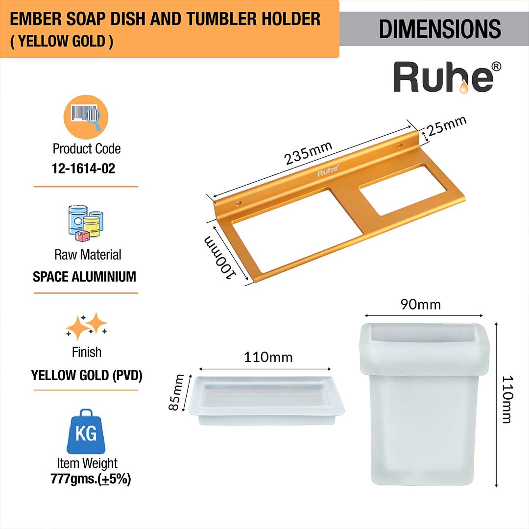 Ember Soap Dish and Tumbler Holder (Yellow Gold) – by Ruhe