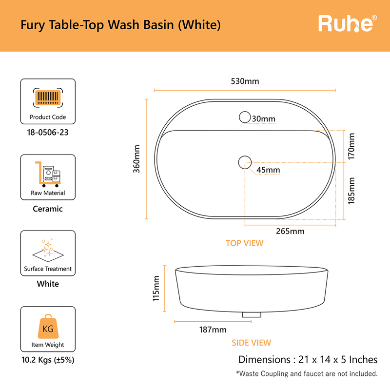 Fury Table Top Wash Basin