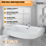 Buna Wall-hung Wash Basin (White) - by Ruhe