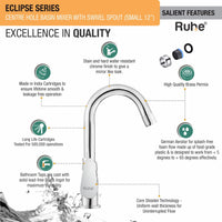 Eclipse Brass Table-Mount Double Handle Wash Basin Mixer Tap with Swivel Spout