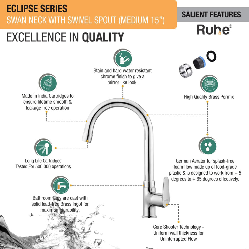 Eclipse Deck Mount Wash Basin Tap with Swivel Spout