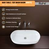 Navi Table-Top Wash Basin (White) - by Ruhe®