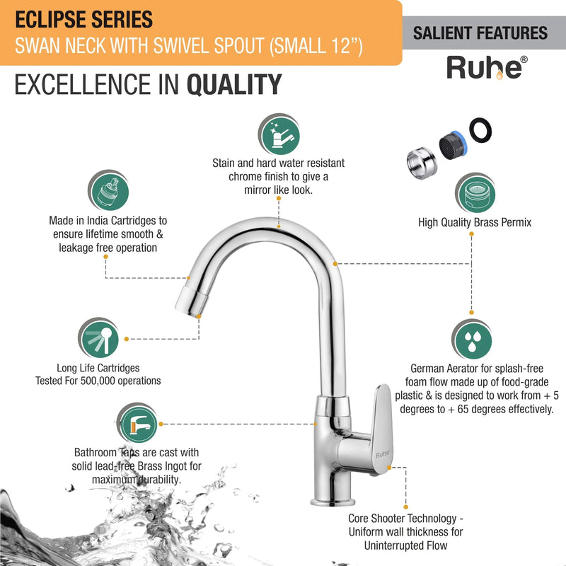 Eclipse Deck Mount Wash Basin Tap with Swivel Spout