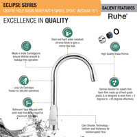 Eclipse Brass Table-Mount Double Handle Wash Basin Mixer Tap with Swivel Spout