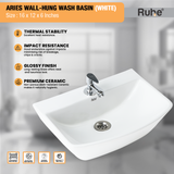 Aries Wall-hung Wash Basin (White) - by Ruhe