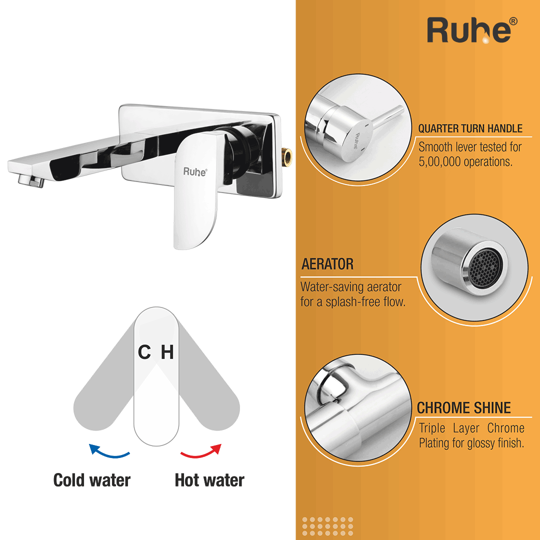 Pristine Single Lever Wall-mount Wash Basin Mixer Tap (Complete Set) - by Ruhe®