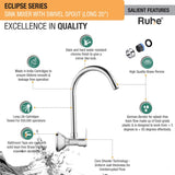 Eclipse Wall Mount Kitchen Sink Mixer Tap with Swivel Spout