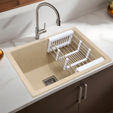 Sand Choco Quartz Single Bowl Kitchen Sink  (21 x 18 x 9 inches) - by Ruhe