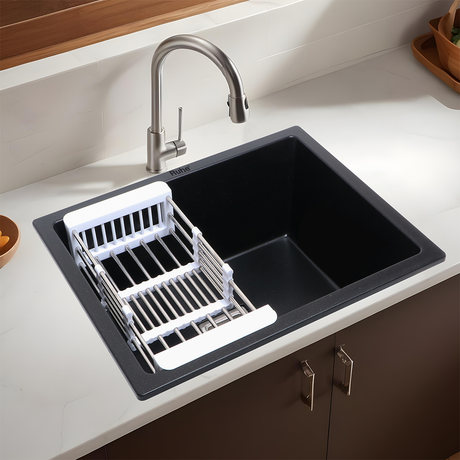 Matte Black Quartz Single Bowl Kitchen Sink  (21 x 18 x 9 inches)