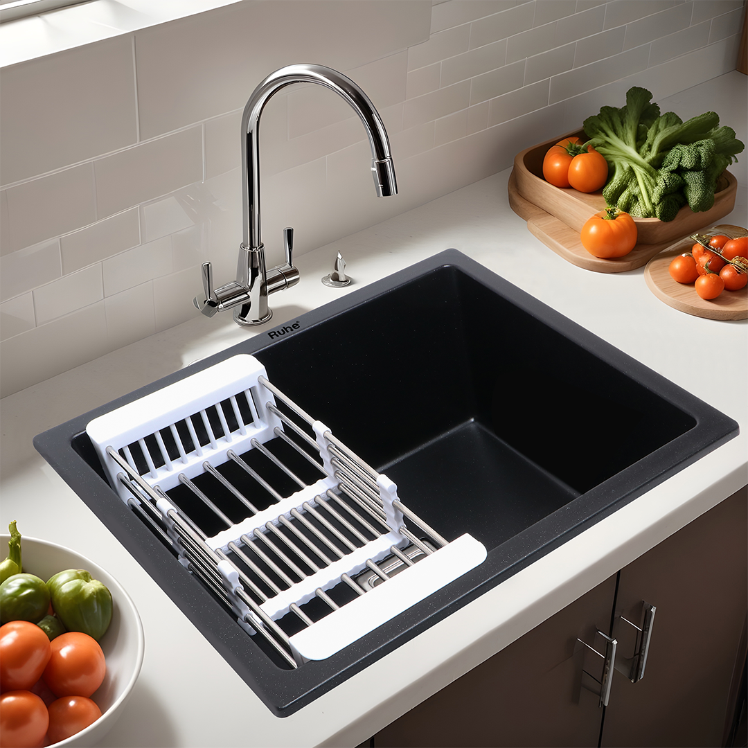 Matte Black Quartz Single Bowl Kitchen Sink  (24 x 18 x 9 inches)