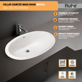 Collar Counter Wash Basin (White) - by Ruhe