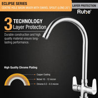 Eclipse Brass Table-Mount Double Handle Wash Basin Mixer Tap with Swivel Spout