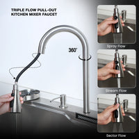 Nano Silver Smart Kitchen Sink (30 x 18 x 9 Inches) With Triple Flow Mixer