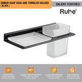 Ember Soap Dish and Tumbler Holder  (Matte Black) – by Ruhe