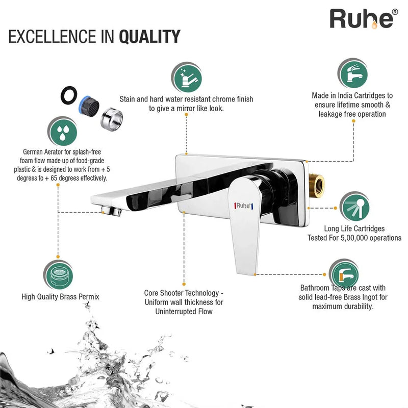 Elixir Single Lever Wall-mount Wash Basin Mixer Tap (Complete Set)