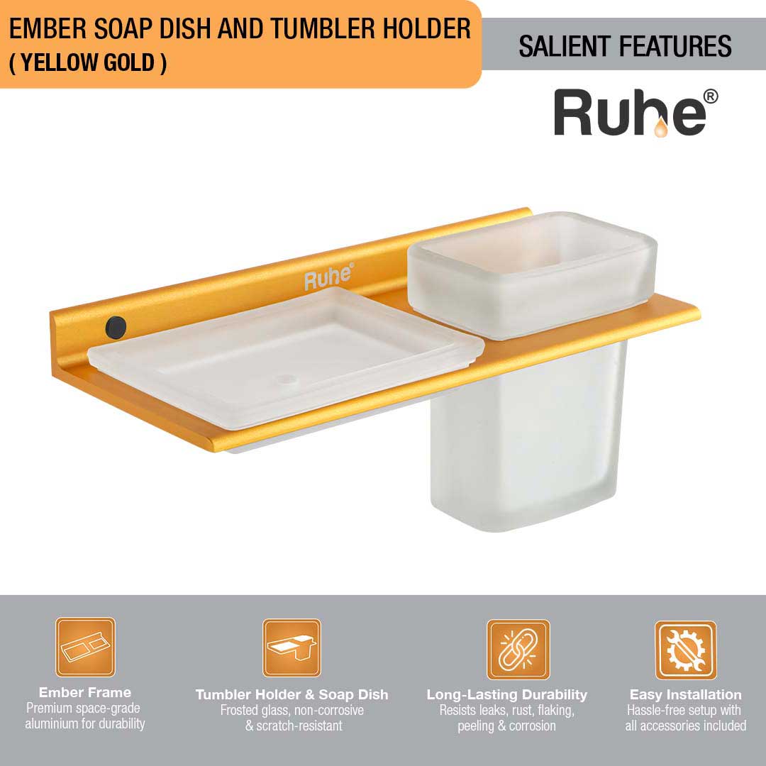 Ember Soap Dish and Tumbler Holder (Yellow Gold) – by Ruhe