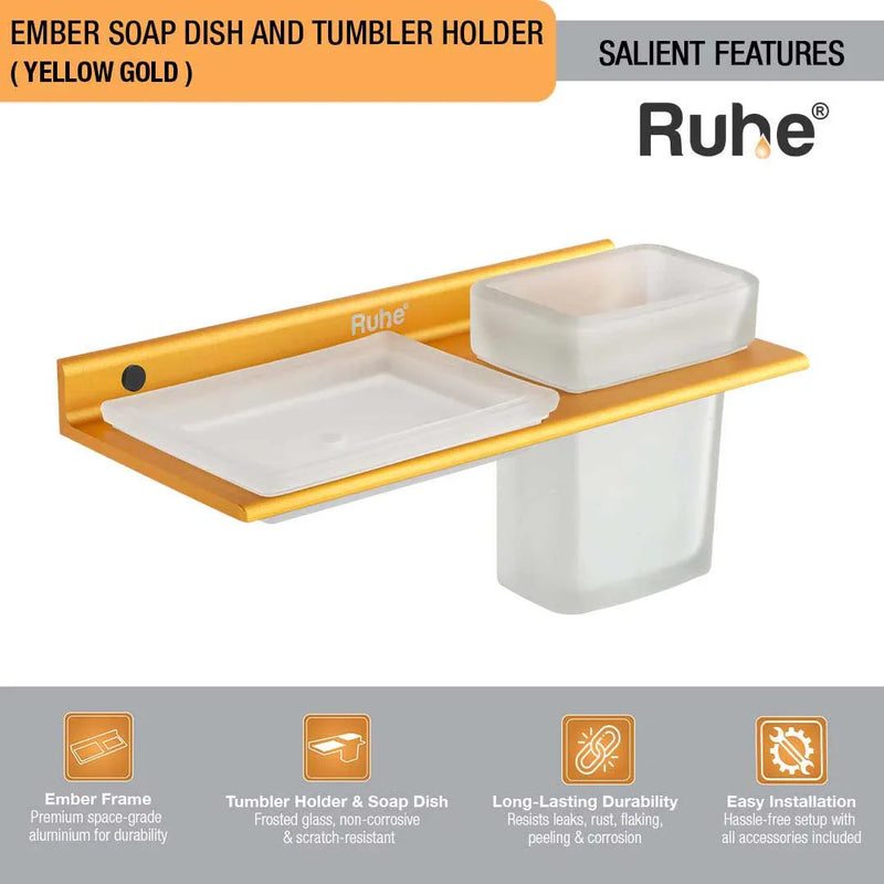 Ember Soap Dish and Tumbler Holder (Yellow Gold)  €“ by Ruhe