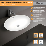 Simple Counter Wash Basin (White) - by Ruhe