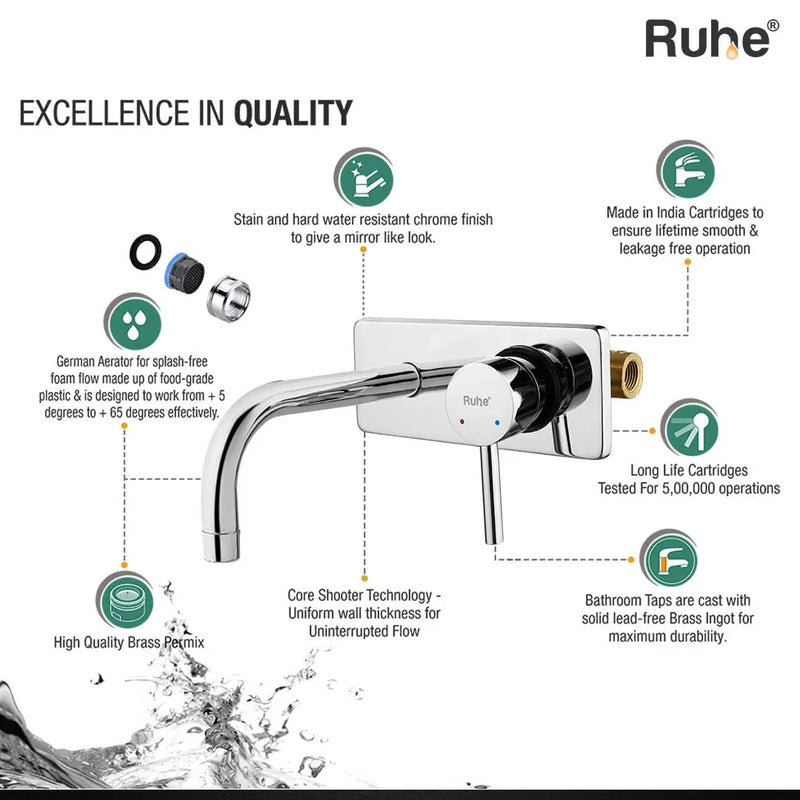Kara Single Lever Wall-mount Wash Basin Mixer Tap (Complete Set)