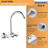 Eclipse Wall Mount Kitchen Sink Mixer Tap with Swivel Spout