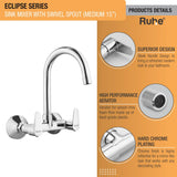 Eclipse Wall Mount Kitchen Sink Mixer Tap with Swivel Spout