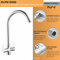 Eclipse Brass Table-Mount Double Handle Wash Basin Mixer Tap with Swivel Spout