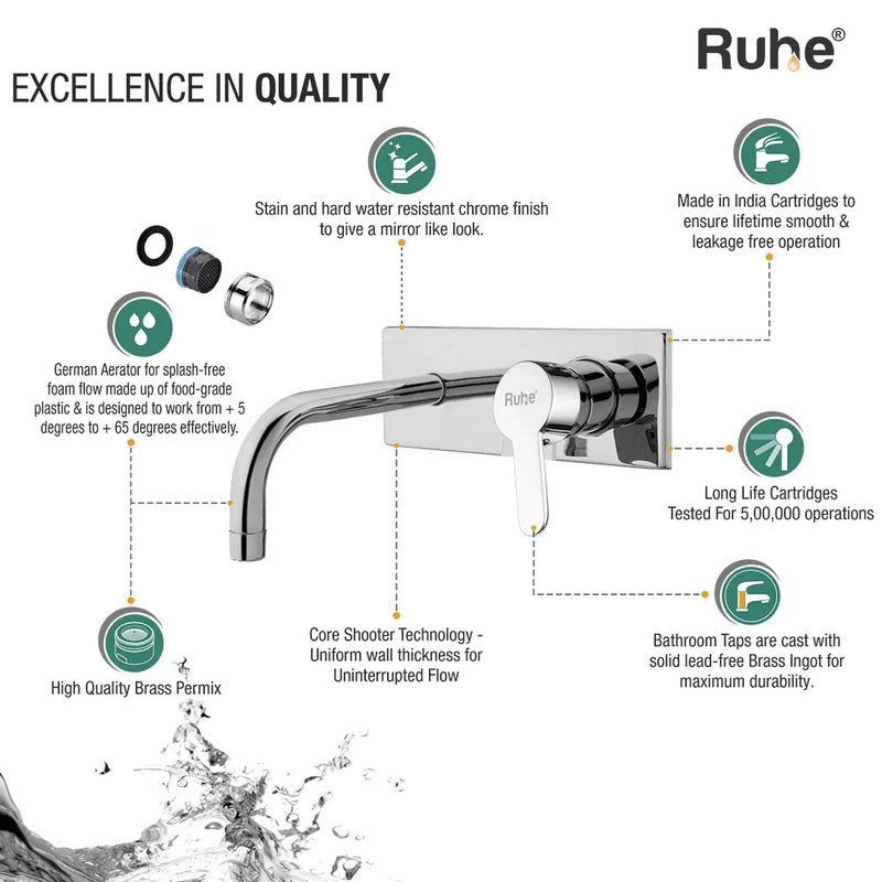 Pavo Single Lever Wall-mount Wash Basin Mixer Tap (Complete Set)