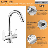 Eclipse Brass Table-Mount Double Handle Wash Basin Mixer Tap with Swivel Spout