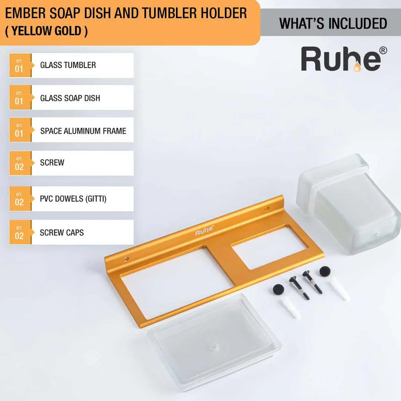 Ember Soap Dish and Tumbler Holder (Yellow Gold)  €“ by Ruhe