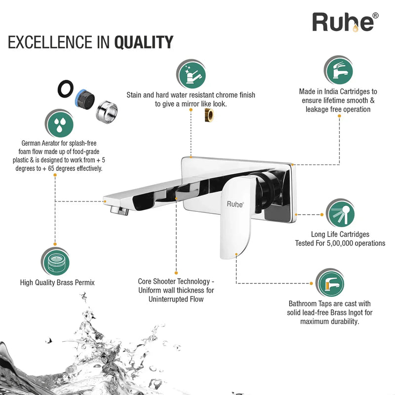 Pristine Single Lever Wall-mount Wash Basin Mixer Tap (Complete Set)