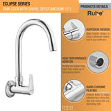 Eclipse Wall Mount Kitchen Sink Tap with Swivel Spout