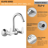 Eclipse Wall Mount Kitchen Sink Mixer Tap with Swivel Spout