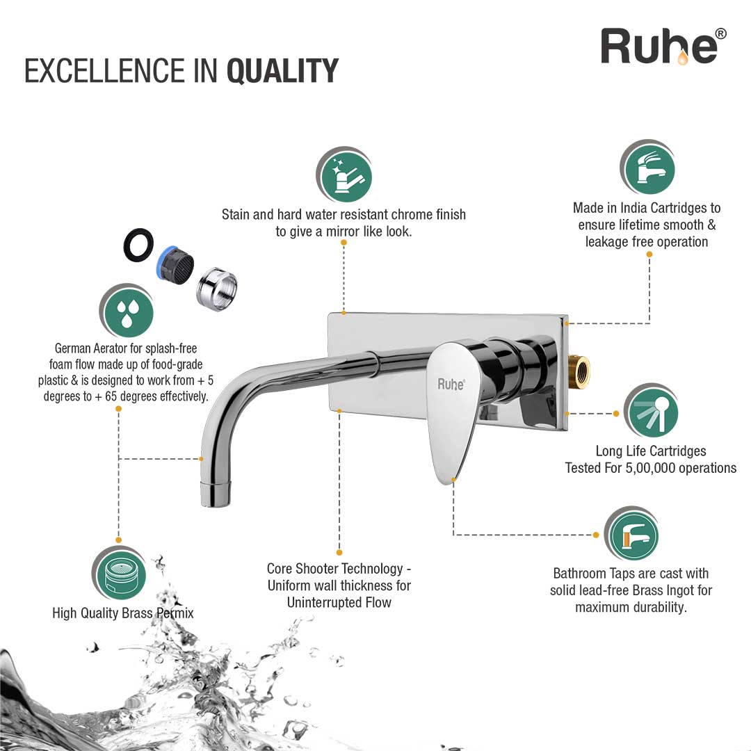 Eclipse Single Lever Wall-mount Wash Basin Mixer Tap (Complete Set) - by Ruhe®