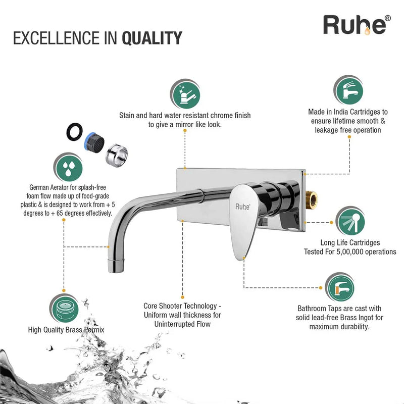Eclipse Single Lever Wall-mount Wash Basin Mixer Tap (Complete Set)