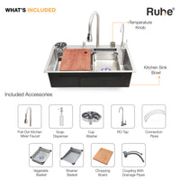 Nano 304-Grade Smart Kitchen Sink with Waterfall