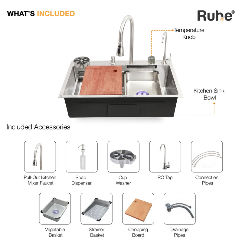 Nano Smart Kitchen Sink (30 x 18 x 9 Inches)