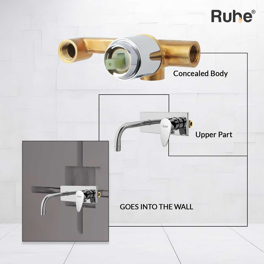 Eclipse Single Lever Wall-mount Wash Basin Mixer Tap (Complete Set) - by Ruhe®