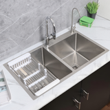 Handmade Double Bowl 304-Grade (42 x 20 x 10 Inches) Kitchen Sink with Tap Hole  - by Ruhe®