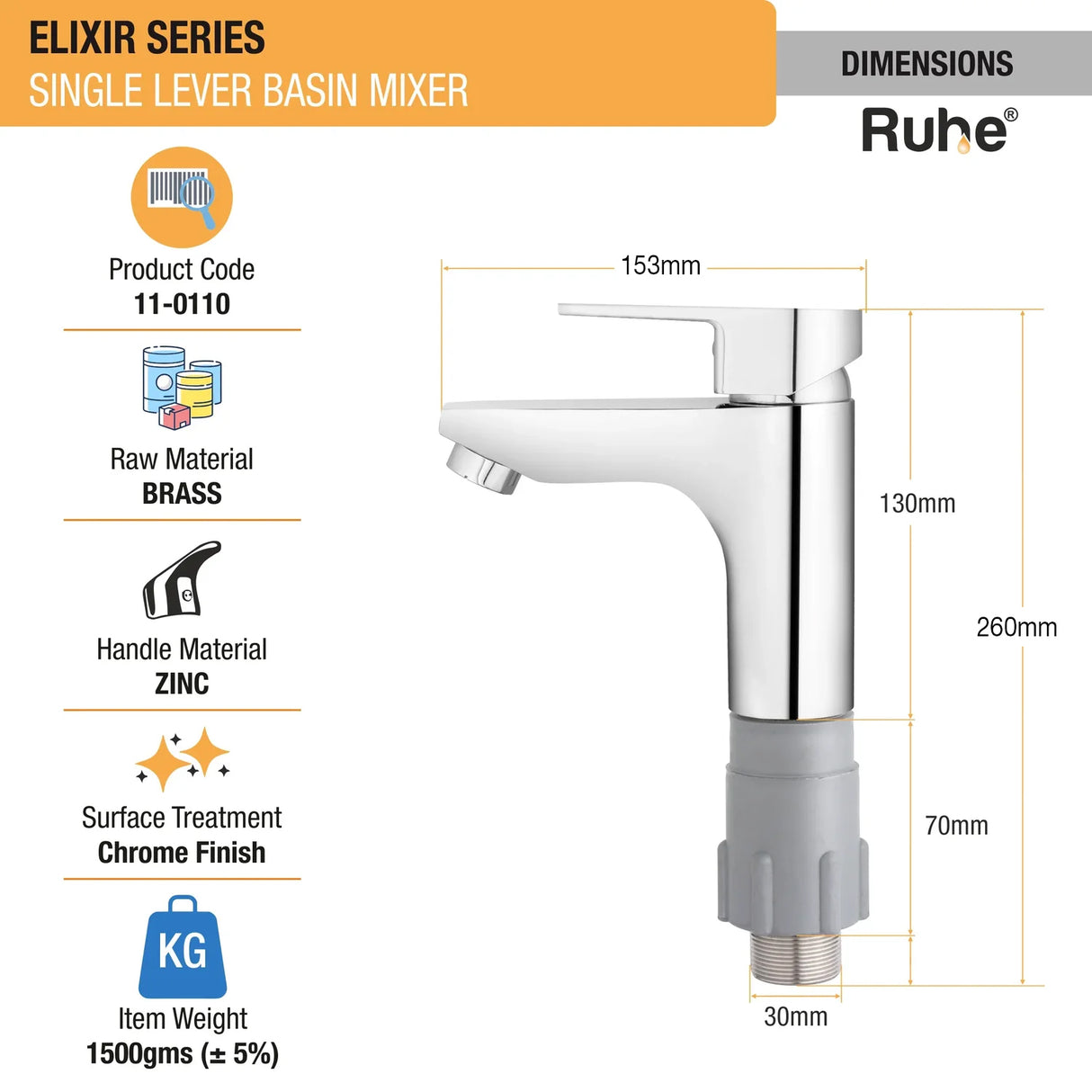 Elixir Single Lever Deck-mount Wash Basin Mixer Tap