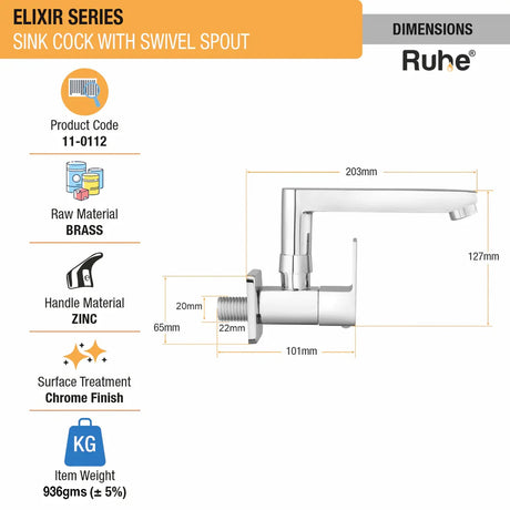 Wall-mount Kitchen Sink Tap with Swivel Spout