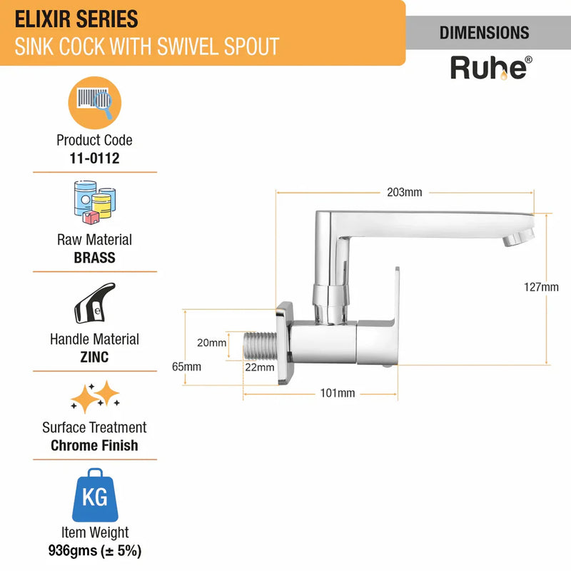 Wall-mount Kitchen Sink Tap with Swivel Spout